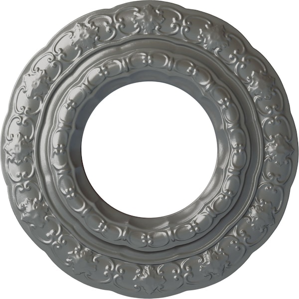 Ekena Millwork Lisbon Ceiling Medallion (Fits Canopies up to 7"), Hand-Painted Silver, 15 3/8"OD x 7"ID x 1"P CM15LISLS - main